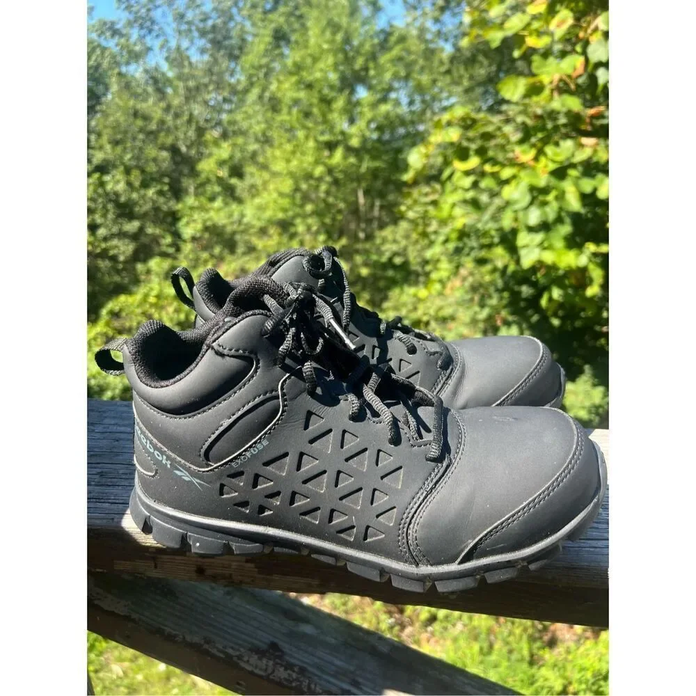 Reebok Men's Sublite Cushion Work Athletic Mid-Cut Composite Toe Shoes Sz 8 Blac